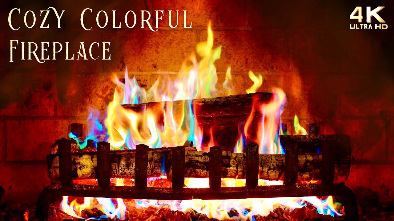Cozy Colorful Fireplace 4K ~ Relaxing Rainbow Flames