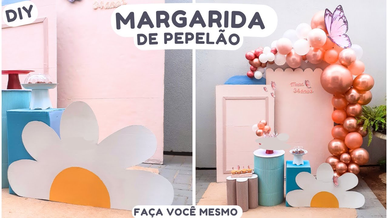 DISPLAY MARGARIDA DE PAPELÃO | FESTA MARGARIDAS | JARDIM ENCANTADO | JARDIM DAS FLORES