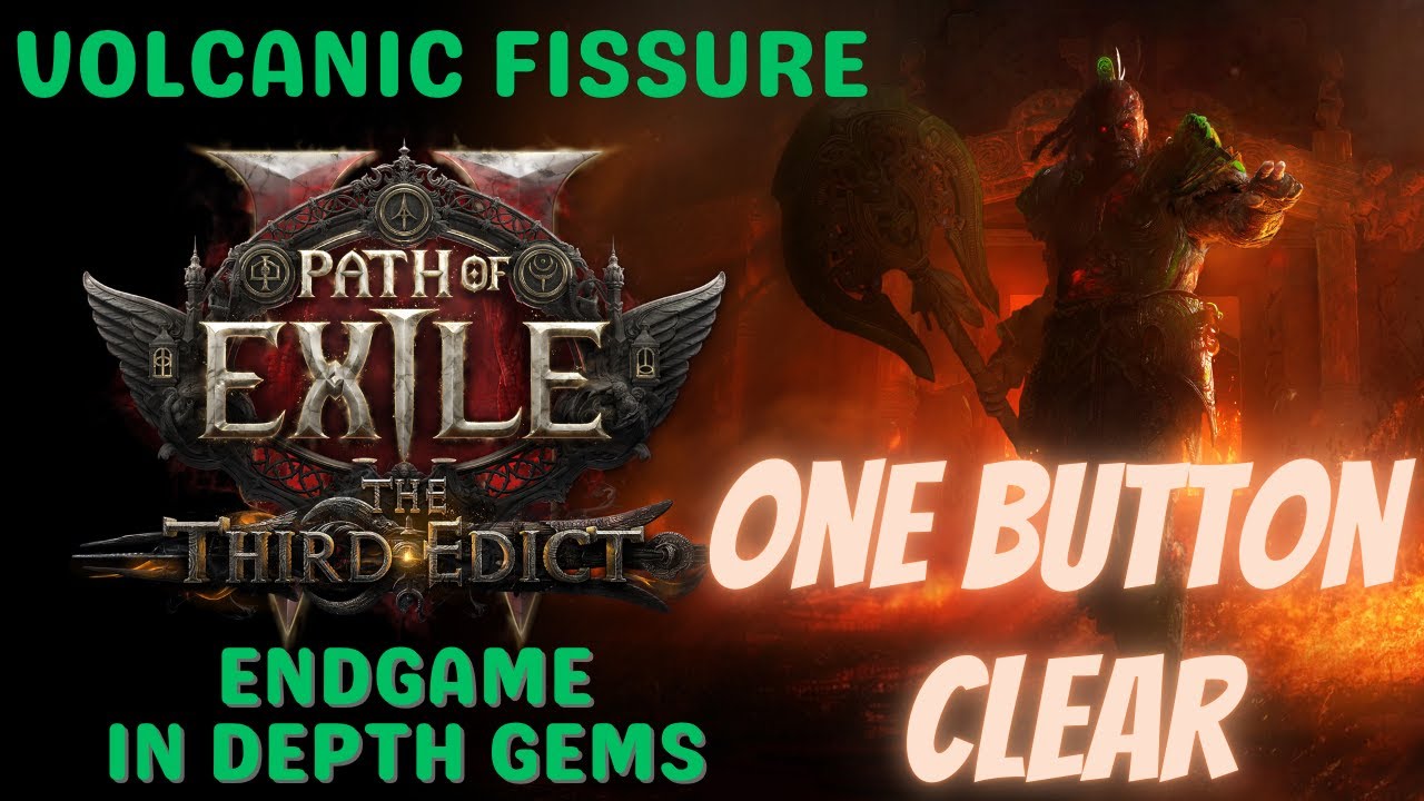 Volcanic Fissure One Button Clearing | No Warcry Cooldown | POE 2 | Titan Warrior Pushing Endgame
