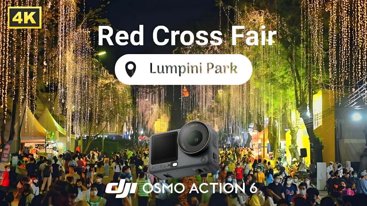 DJI Action 6 Low Light Test - Walking Tour in Red Cross Fair 2025 Lumpini Park, Bangkok 