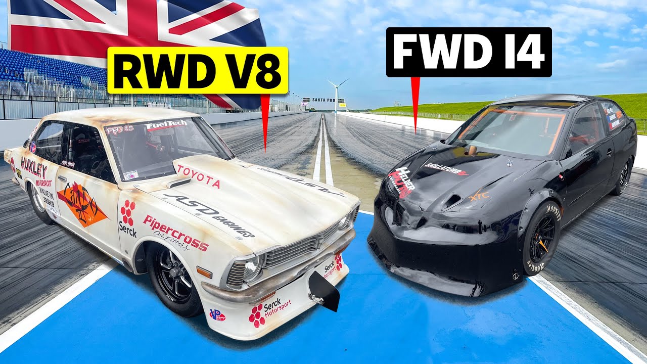 700-сильный SEAT Córdoba Turbodiesel Drag Races 1972 RWD Toyota Corolla