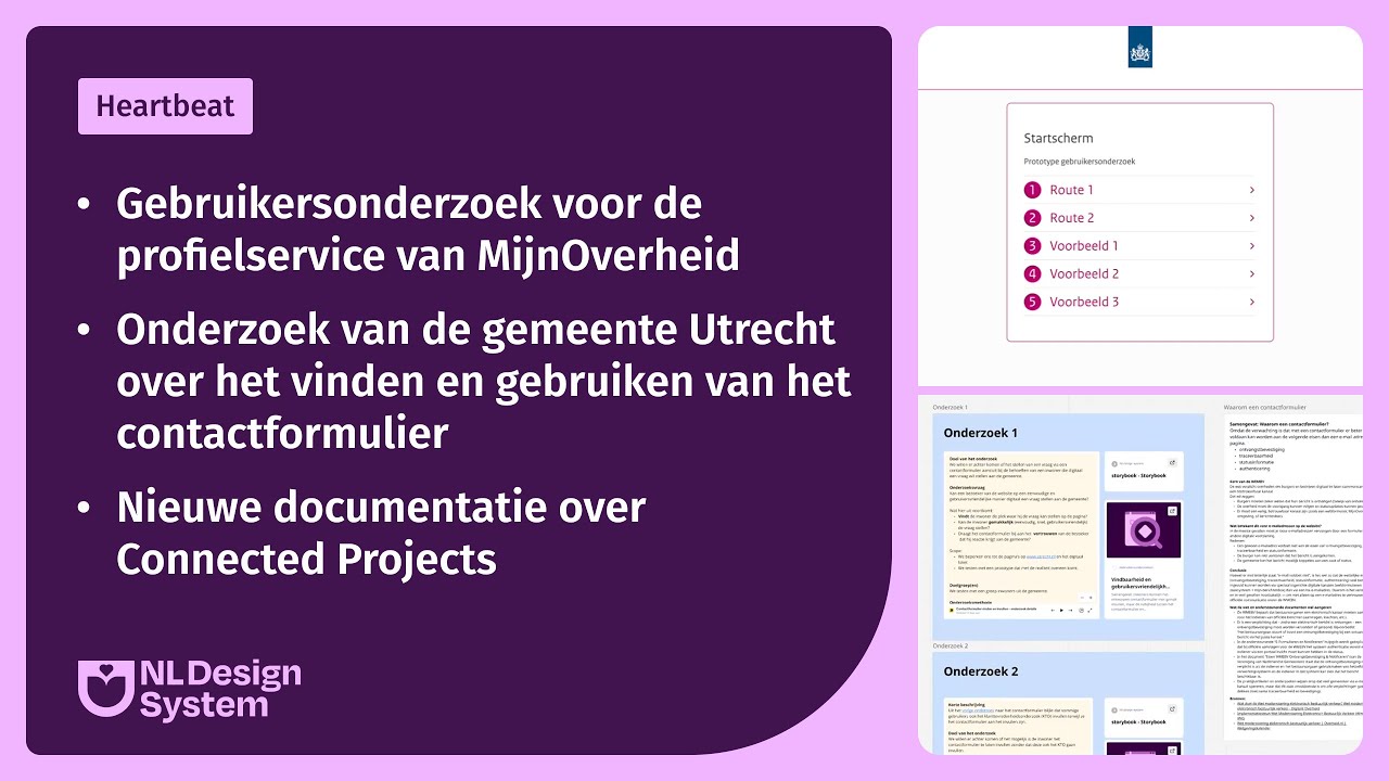 Gebruikersonderzoek profielservice, onderzoek contactformulier, update Connected Projects