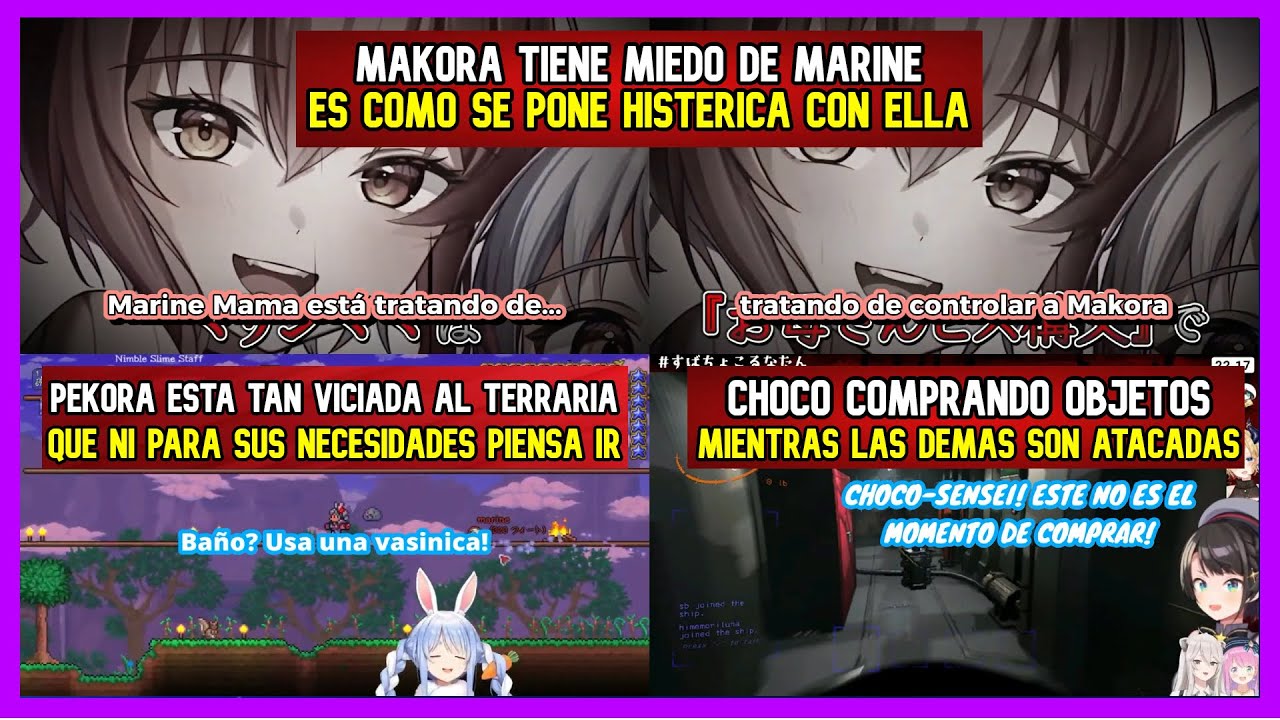 Makora Teme De La Histerica Marine/Pekora Adicta Al Terraria/Choco Compra Mientras Sus Amigas Mueren