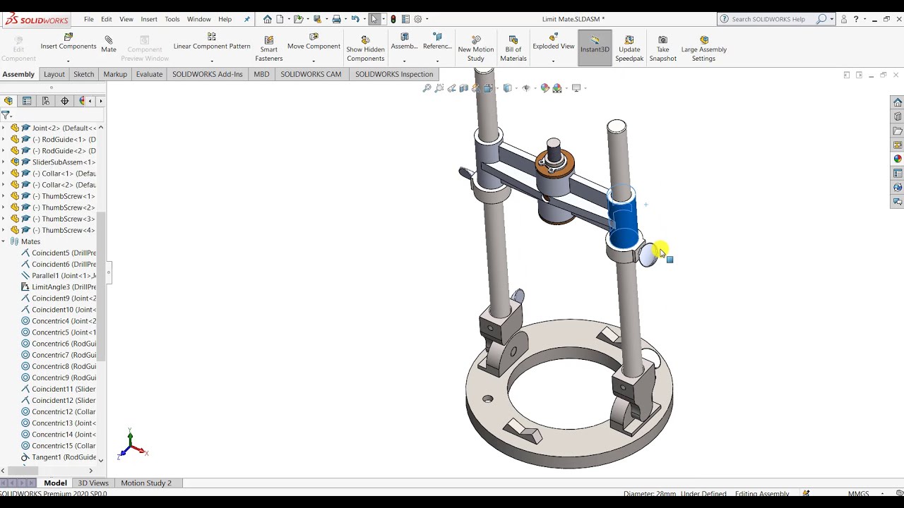 Limit Distance and Limit Angle Mate | Advanced Mates | SW Assembly Modeling | Tutorial 72