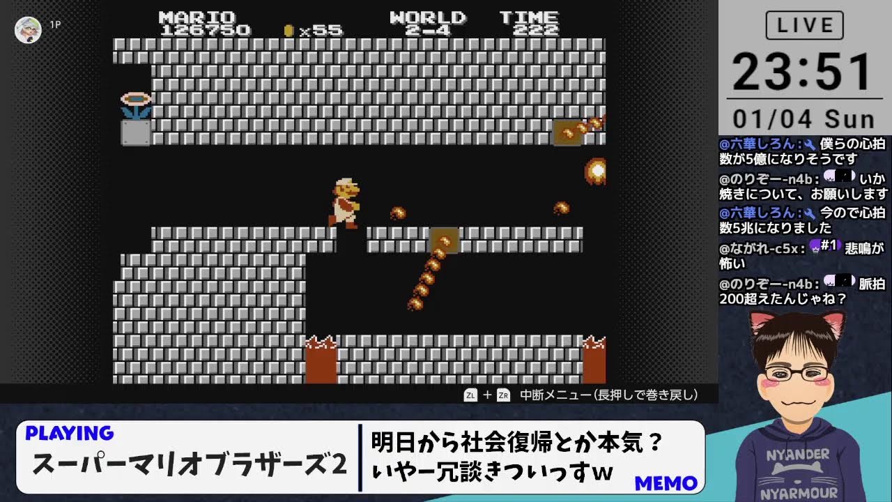 明日から社会復帰とか信じられない者たち集え、スーパーマリオブラザーズ2人生プレイの時間だ (2夜目)