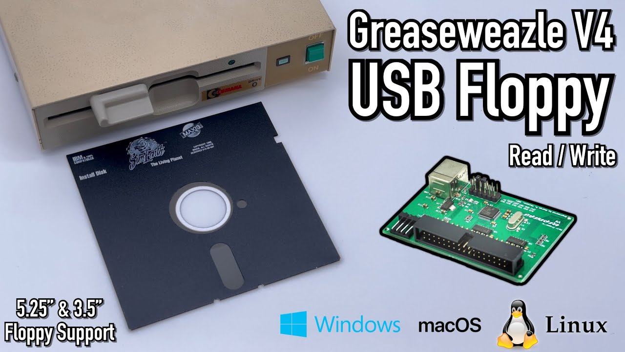 Greaseweazle V4 USB Floppy 5.25” & 3.5” Floppy Disk Drive reader & writer - Windows macOS Linux ASMR