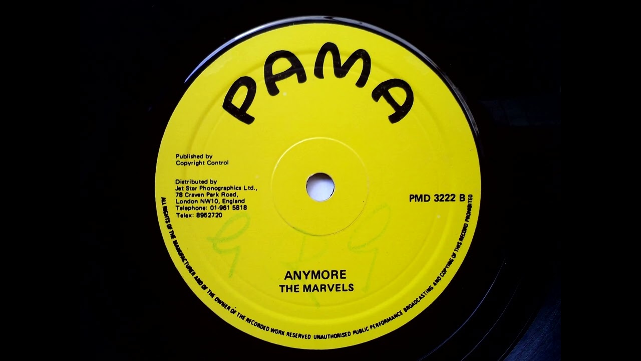 The Marvels - Anymore  1982  (UK - 10'' Pama Records)  Sllct