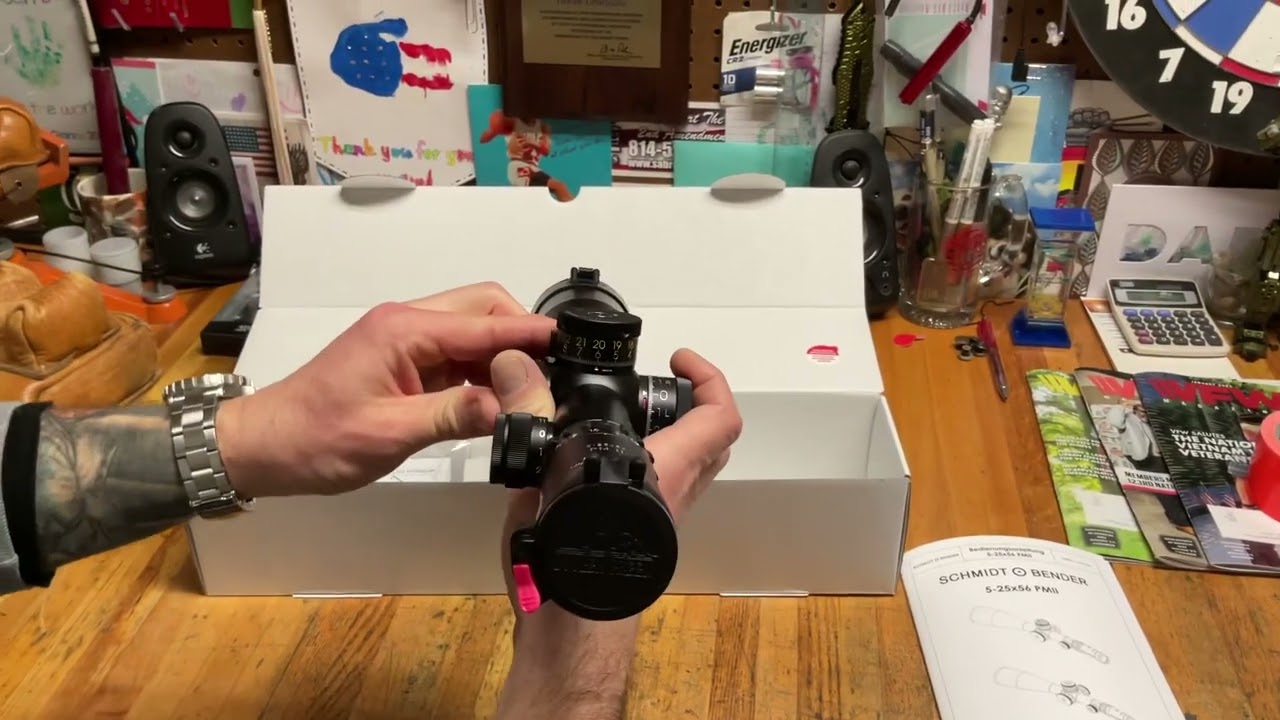 Schmidt & Bender PM II 5x25x56 unboxing and demo. 0.1Mrad  adjustment I misspoke…