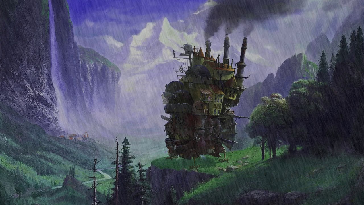 Howls moving castle caja de música + lluvia 1 HORA