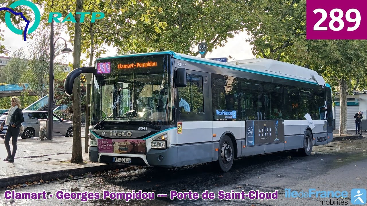 Bus 289 RATP - Urbanway 12 Hybride N°6041 Clamart - Georges Pompidou --- Porte de Saint-Cloud 