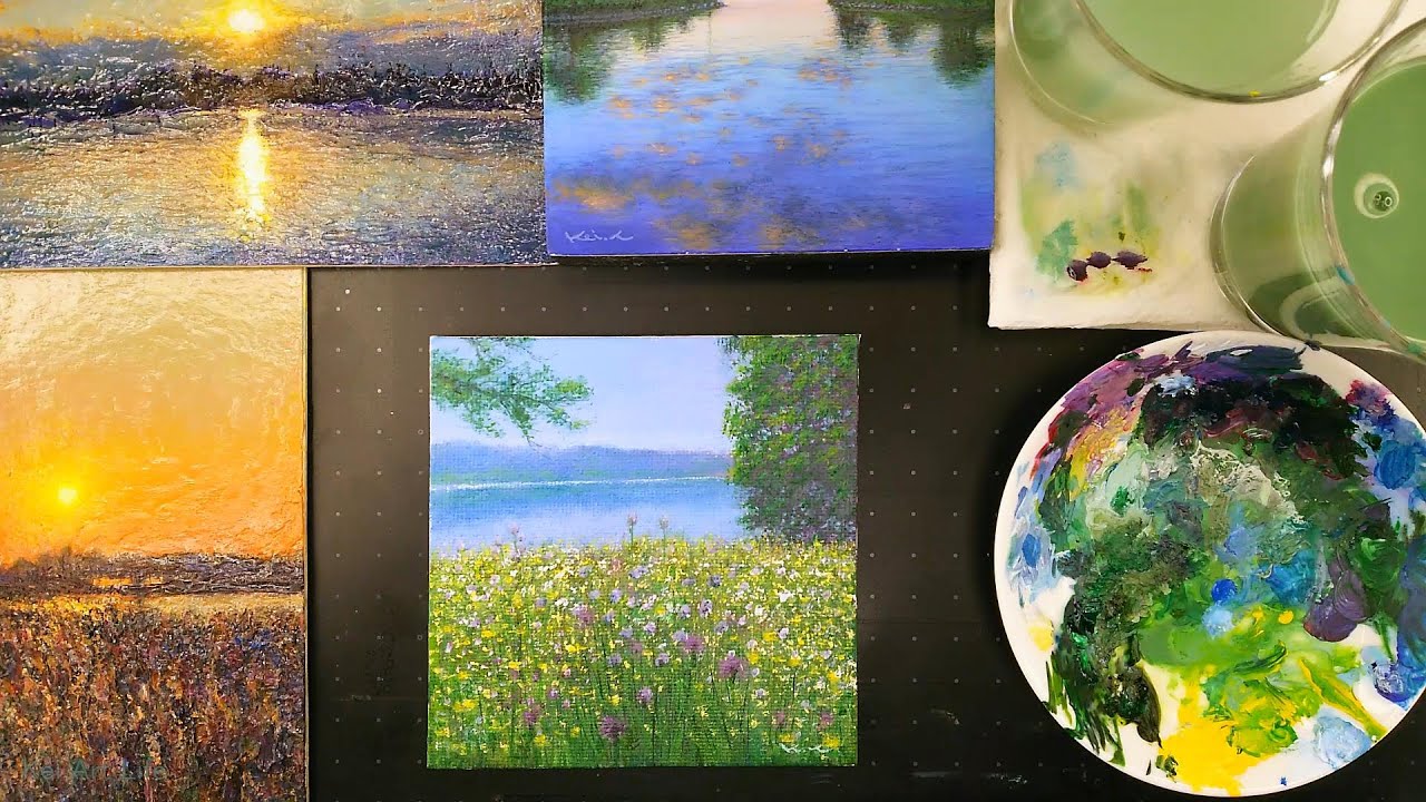 アクリル画｜風景画｜ミニキャンバスアート｜描き方【♯33】Acrylic landscape painting｜Mini canvas｜How to paint｜Easy for beginners