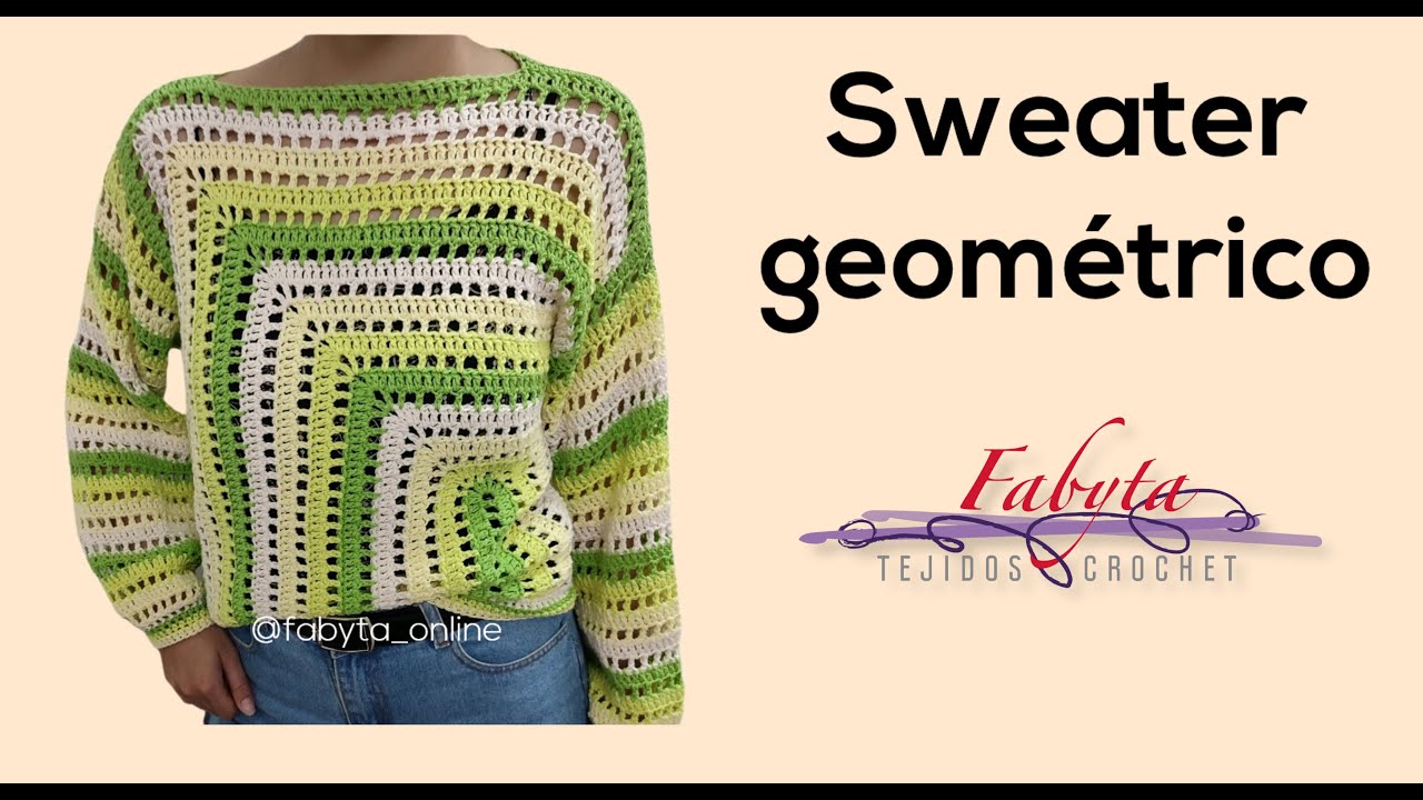 Sweater Geometrico en crochet o ganchillo, tejido en algodon