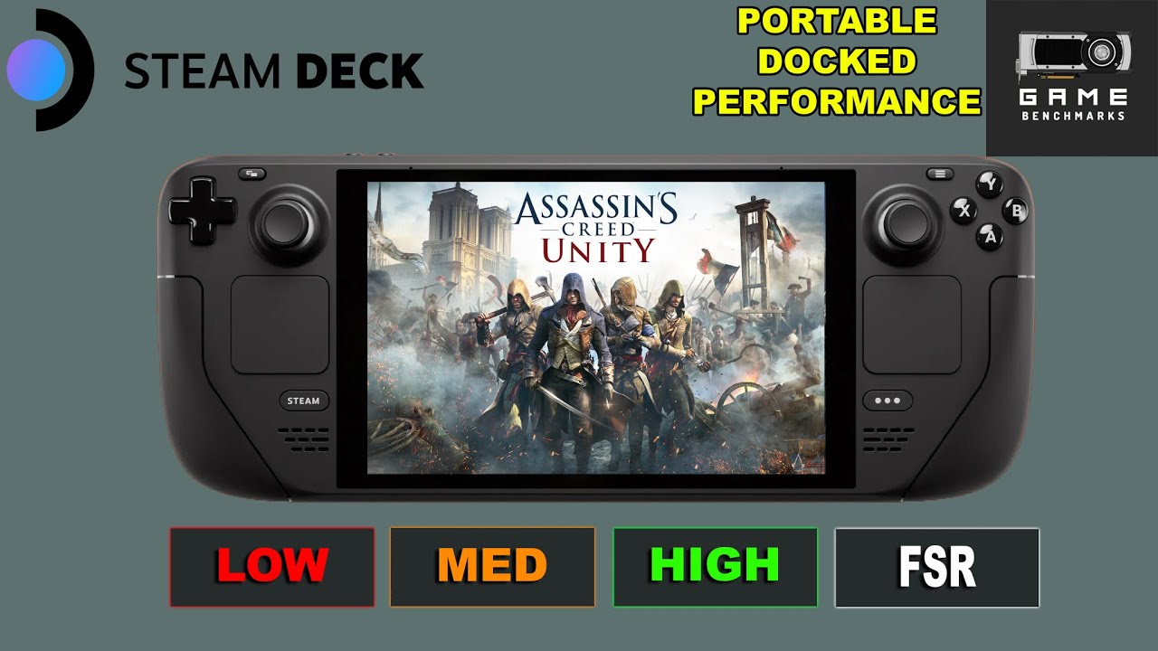 STEAM DECK | Assassins Creed Unity | 800P, Low - High & Optimal Settings | FSR | 2023