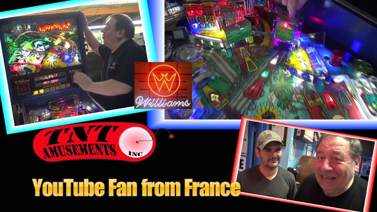 #1271 Williams EARTHSHAKER Pinball Machine & YouTube Fan from FRANCE Visits TNT Amusements