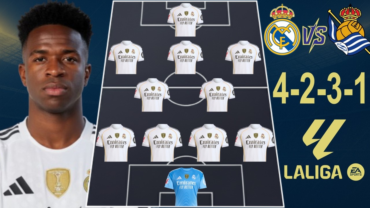 ⚽ REAL MADRID VS REAL SOCIEDAD 🔥 REAL MADRID PREDICTED LINEUP (4-2-3-1) LA LIGA 25/26