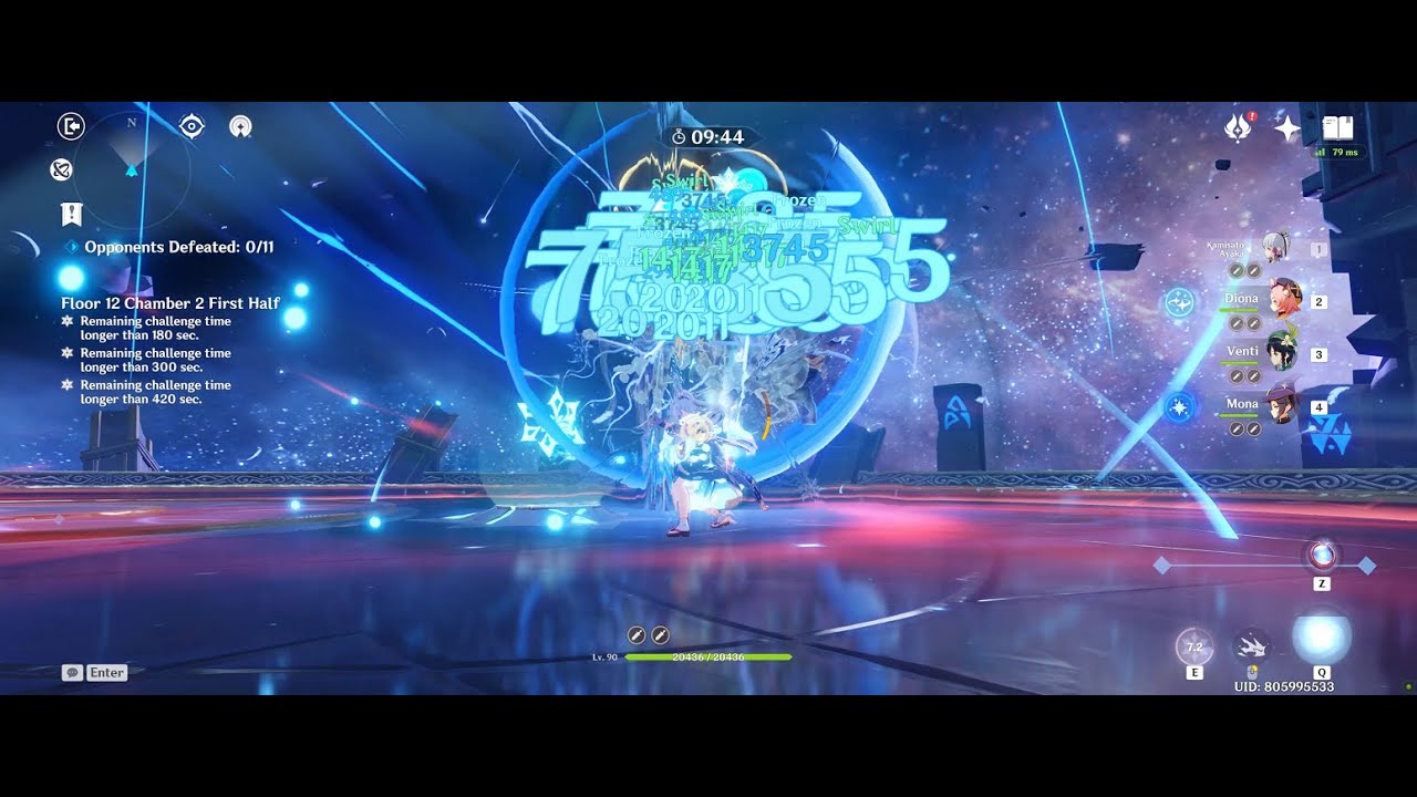 Genshin Impact - Ayaka's Charged Attack can hit the mobs in Venti's Q? (Ayaka/Mona/Venti/Diona)