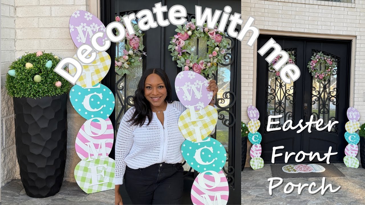 Easter Front Porch Decorate with Me Spring Porch Decorating Ideas and DIY Easter Decor #easterdecor