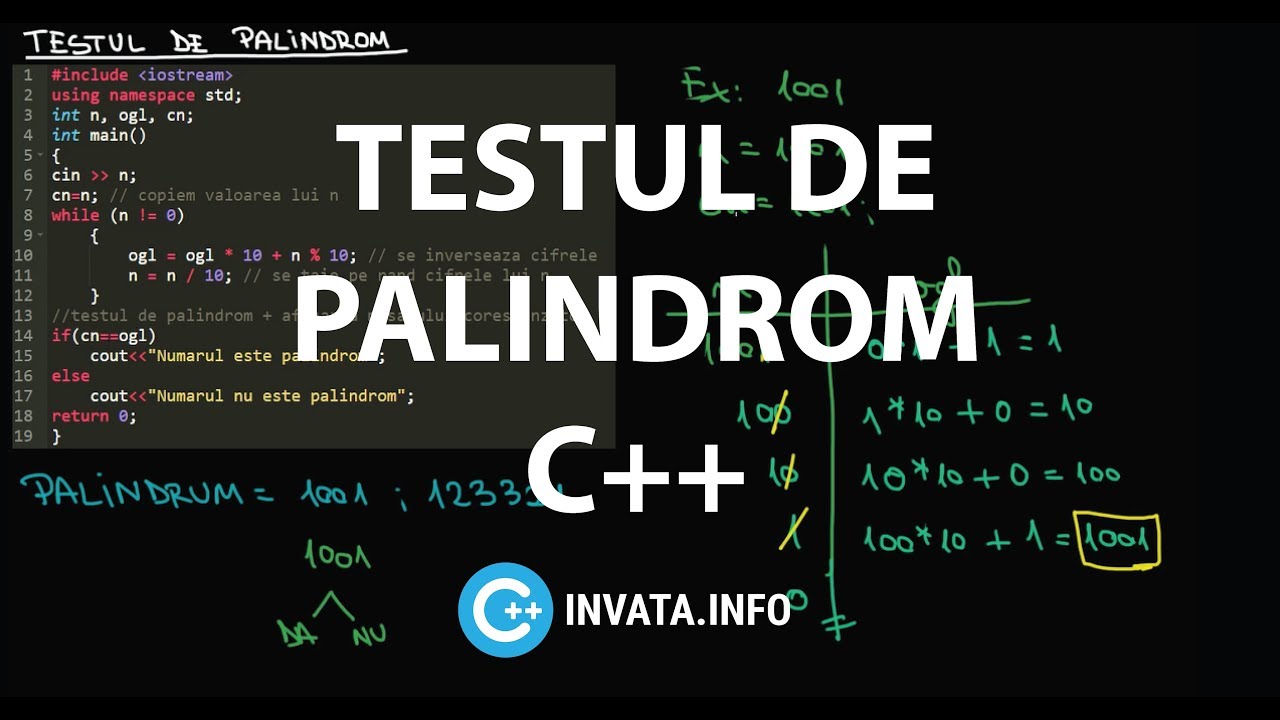 Testul de palindrom C++