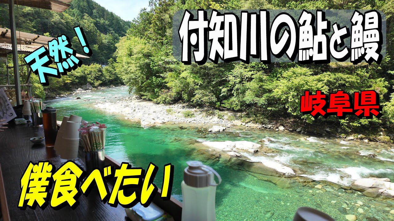【付知川の鮎とウナギ】天然の鮎とウナギを付知川の上で食べてきました。最近話題の行列のできるあのお菓子も
