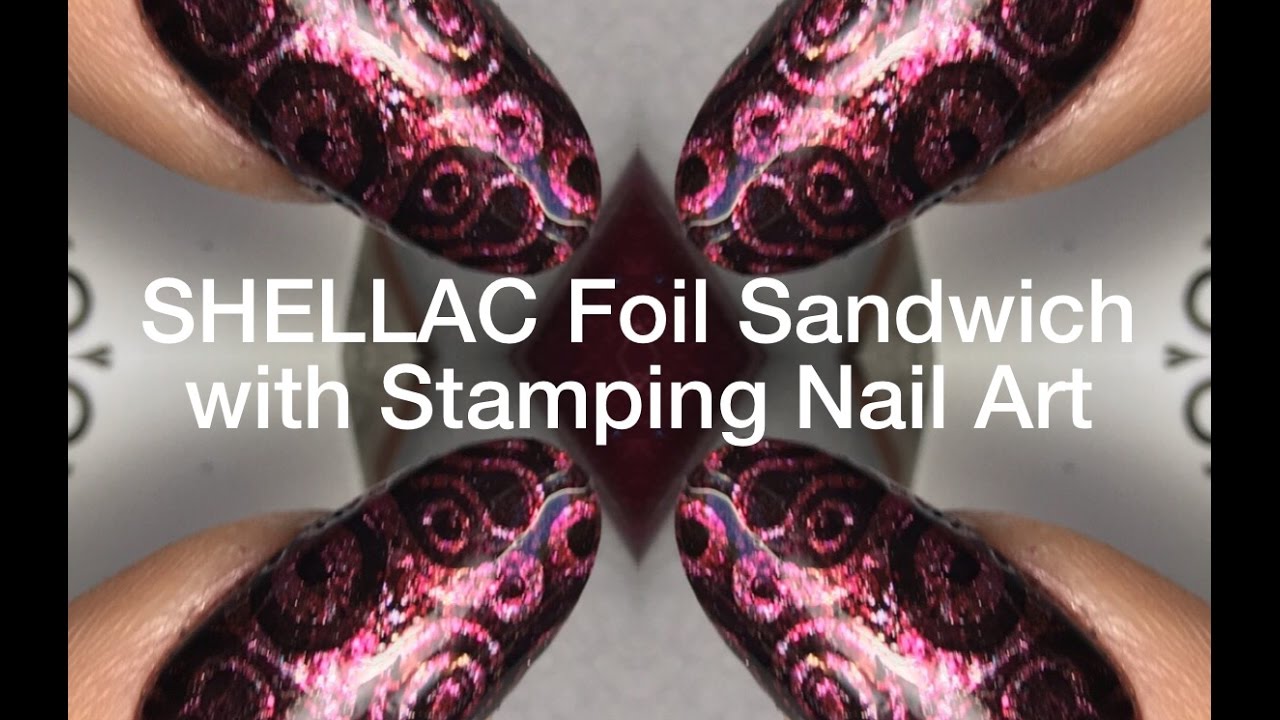 SHELLAC™ Foil Sandwich with Stamping Nail Art
