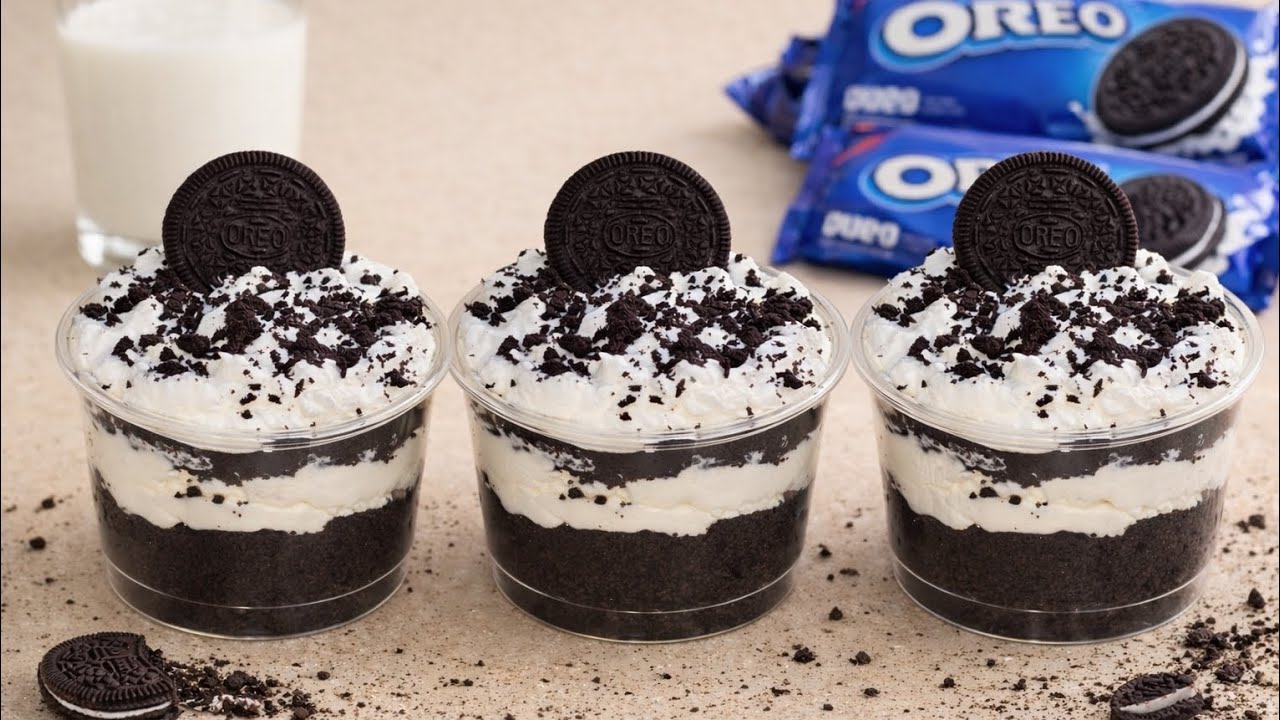 No Bake Oreo Dessert Cups | Easy 4 Layer Oreo Cups Recipe | Quick & Creamy Dessert