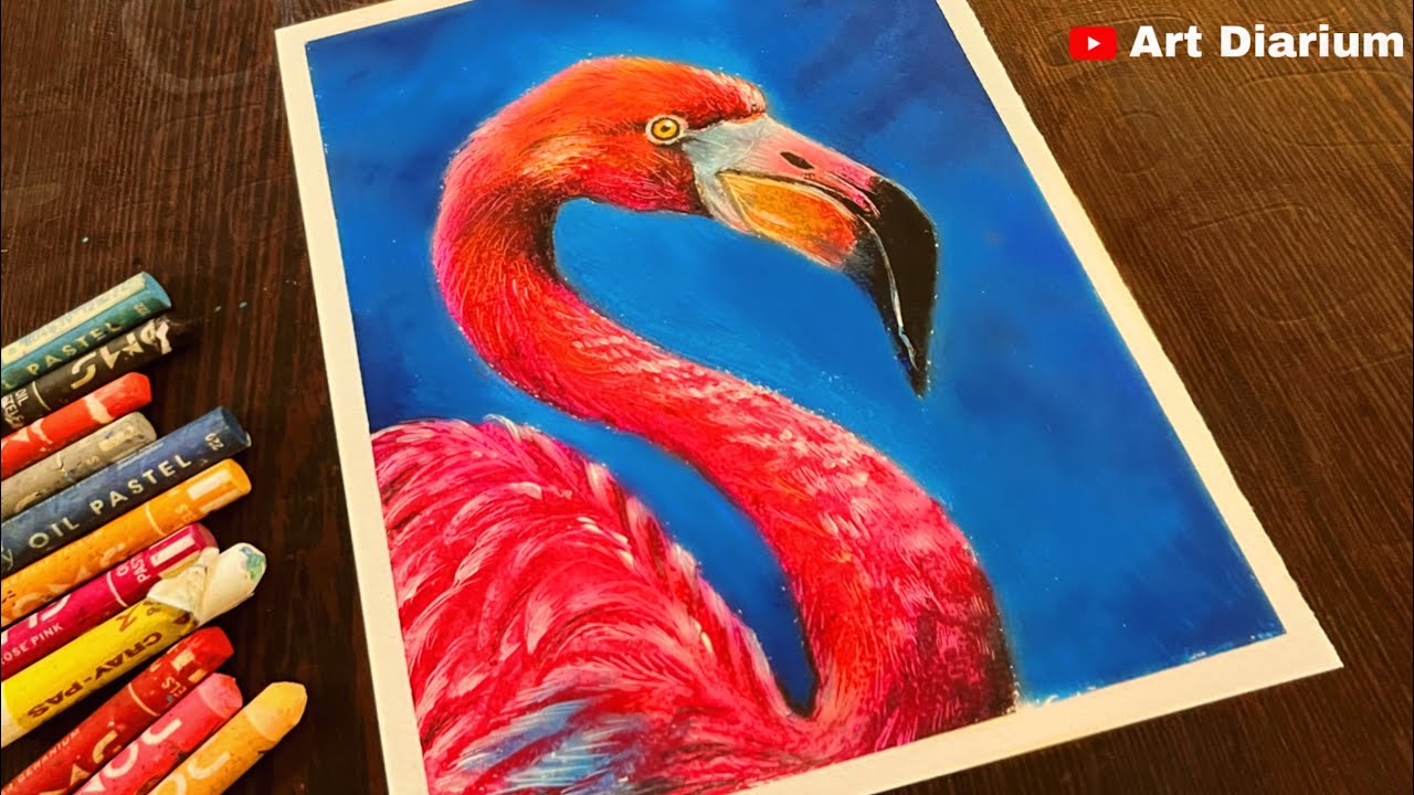 Art with Oil Pastels | Drawing a Flamingo Bird Step by Step - for Beginners