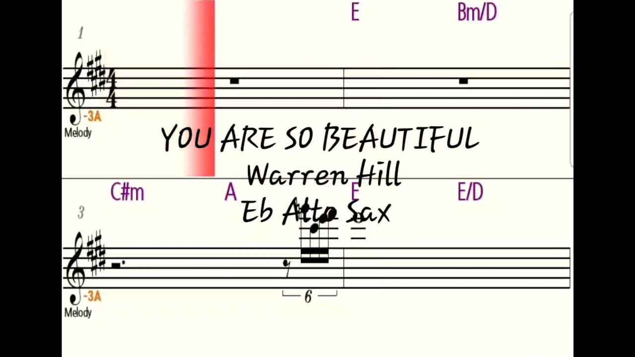 YOU ARE SO BEAUTIFUL - Eb Alto Saxophone Playalong - Sheet Music - Backing Track