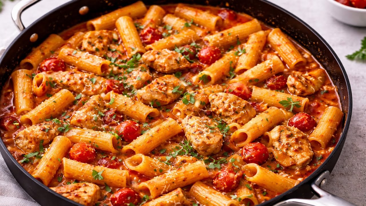 Easy One-Pan Tomato Chicken Pasta (Quick Dinner Recipe) 🍅🍝🔥