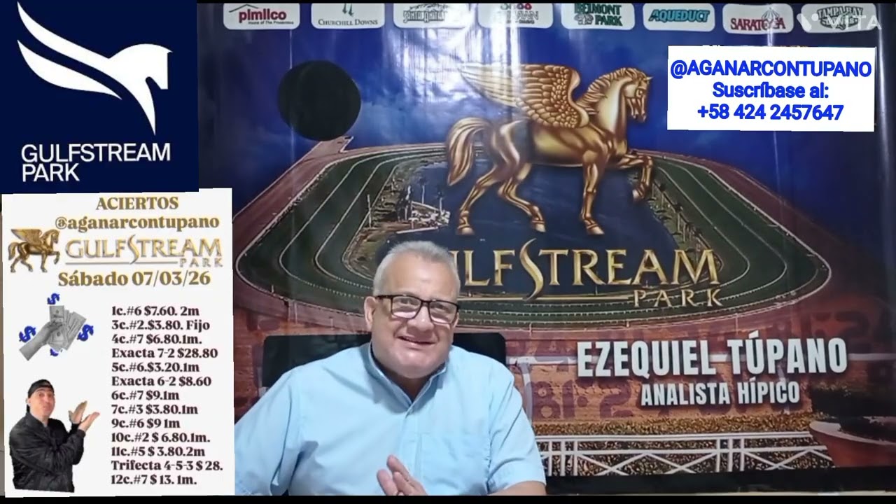 REGALITOS HÍPICOS DEL 08/03/26. HIPÓDROMO DE GULFSTREAM PARK. SUERTE 🍀🐎🇻🇪💵🎉🍀