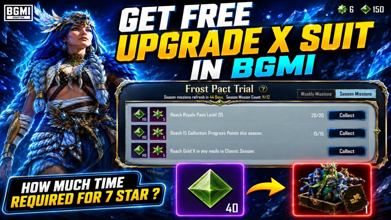 😍GET FREE UPGRADE X-SUIT IN BGMI & PUBG MOBILE | HOW MUCH TIME IS REQUIRED FOR 7 STARS? BOND PATH...
