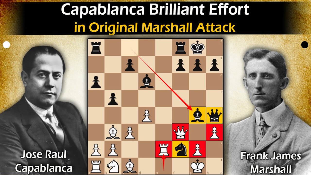 Capablanca Brilliant Effort in Original Marshall Attack | Capablanca vs Marshall 1918