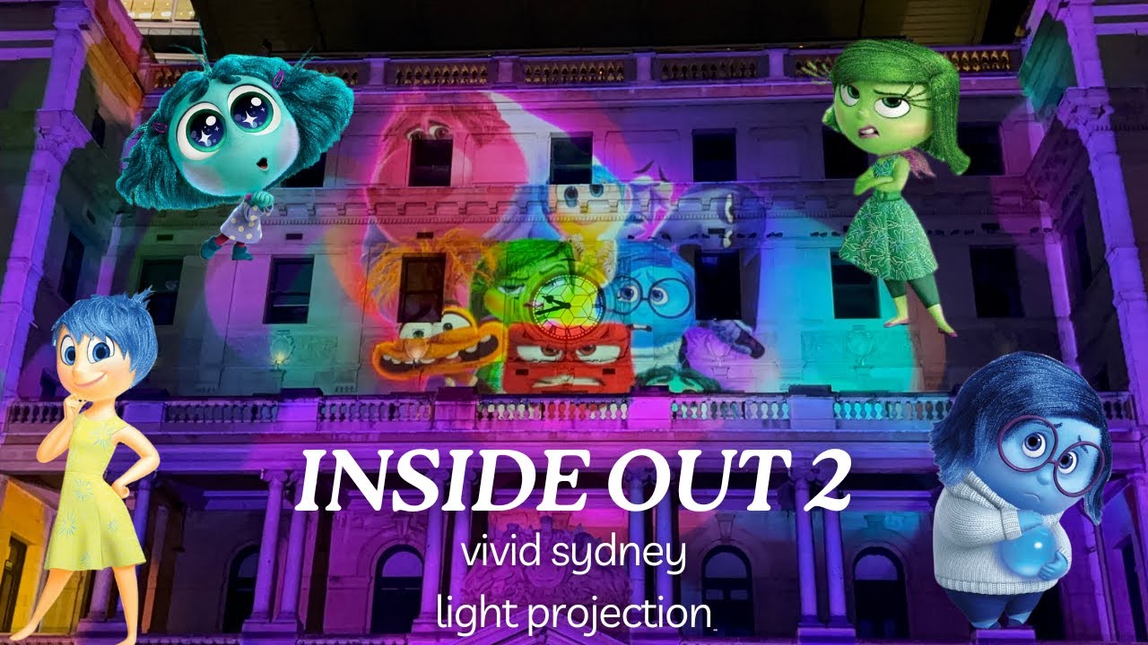 INSIDE OUT 2 Light Projection 🩵 Vivid Sydney 2024 🩵 Meet Anxiety, Envy, Ennui & Embarrassment