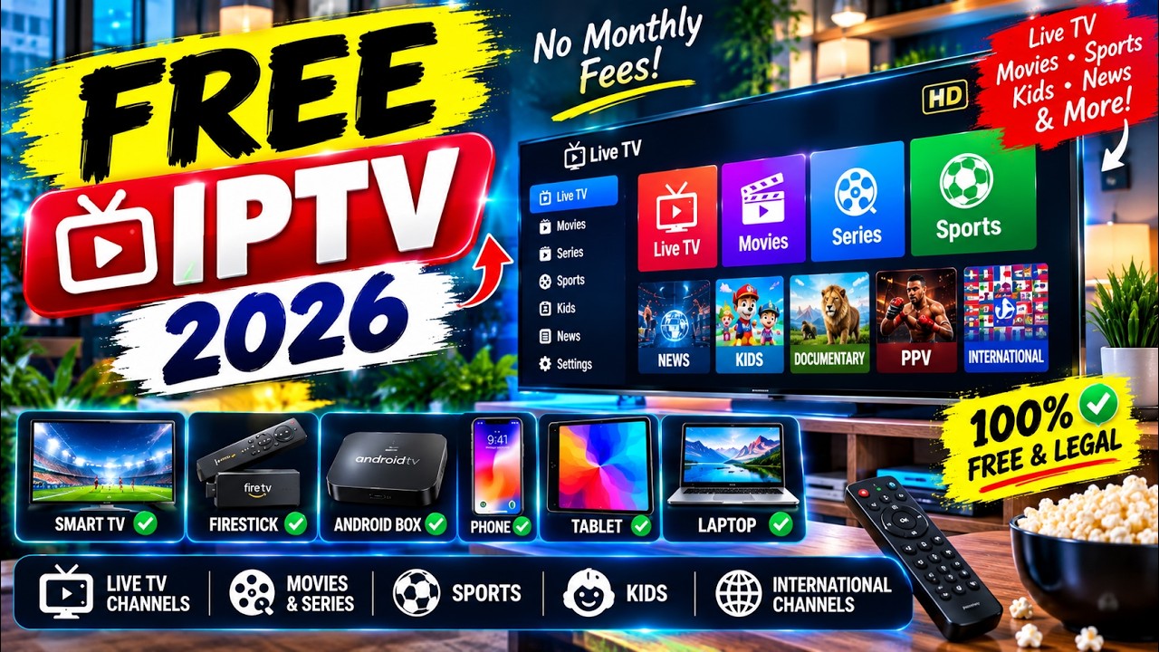 FREE IPTV 2026 📺 Watch Live TV Channels Without Monthly Fees