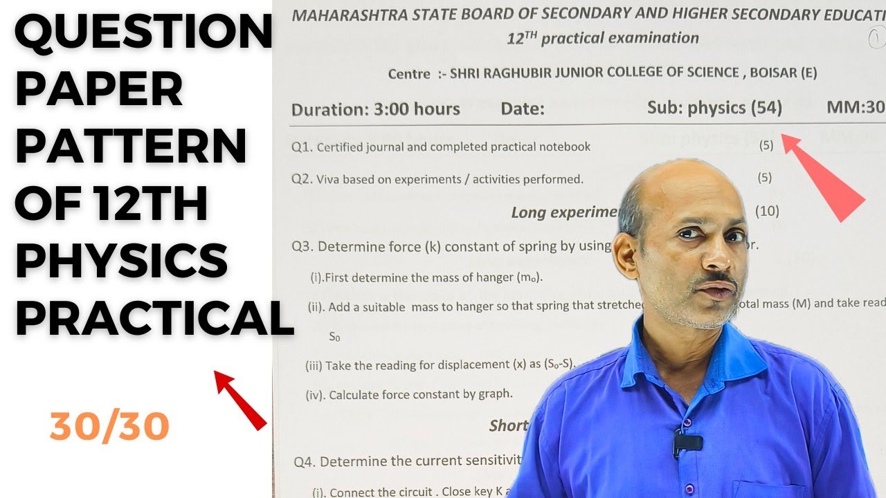 class 12th physics practical Question paper pattern and marks distribution #class12thphysics
