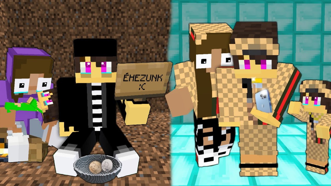 MILLIOMOS CSALÁD VS HAJLÉKTALAN CSALÁD A MINECRAFTBAN!