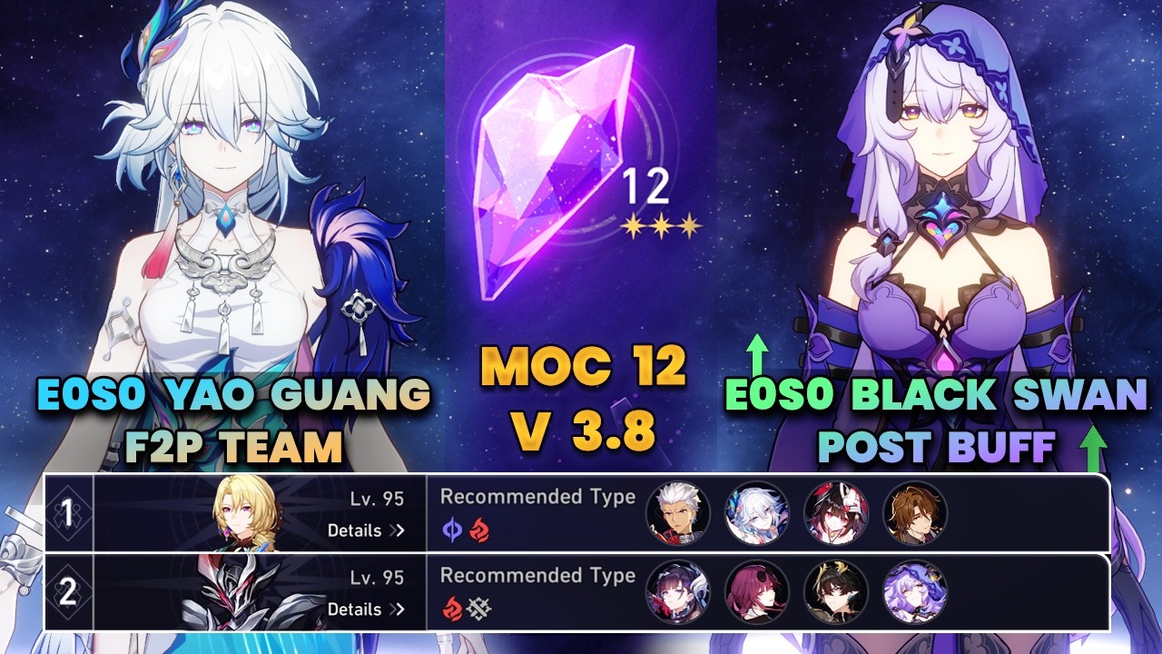 E0S0 Yao Guang F2P Team & E0S0 Black Swan DOT Team | MOC12 | 3 Stars | HSR | V4.0 | Full Clear |
