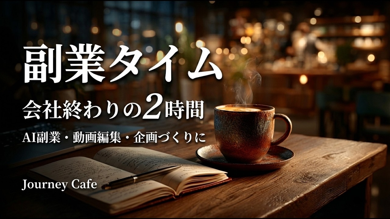 【副業タイム】会社終わりの2時間カフェBGM | AI副業・動画編集・企画づくりに | Journey Cafe