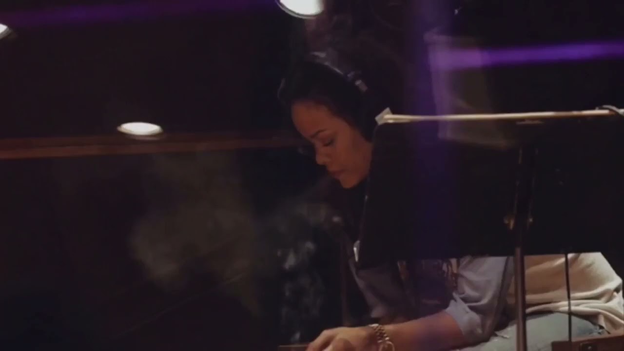 Rihanna recording «Close to You» in the studio (2015)