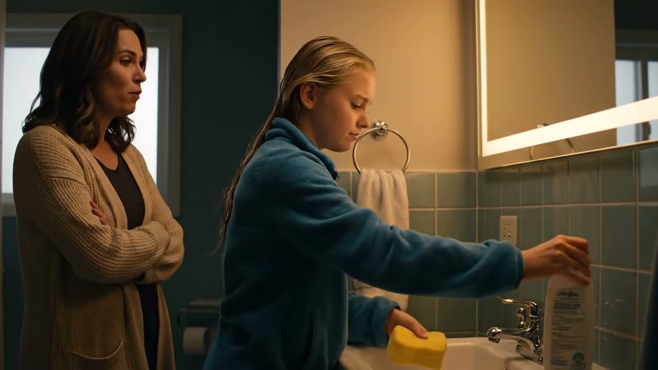Mum makes Daughter Wash her Hair before going out.