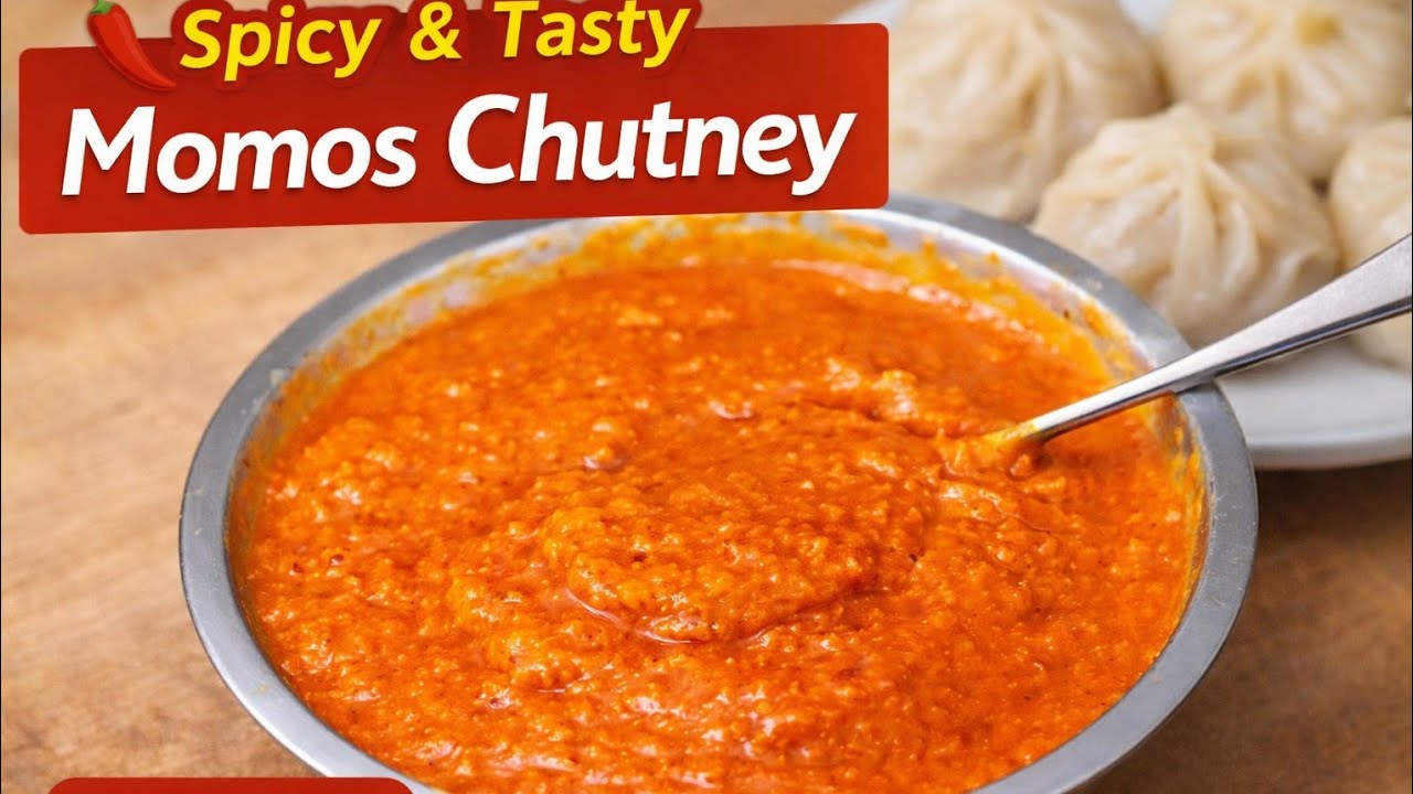 मोमोस की तीखी और स्वादिस्ट लाल चटनी। Spicy & tasty momos red chutney...🌶️🔥🍅 🤤🤤