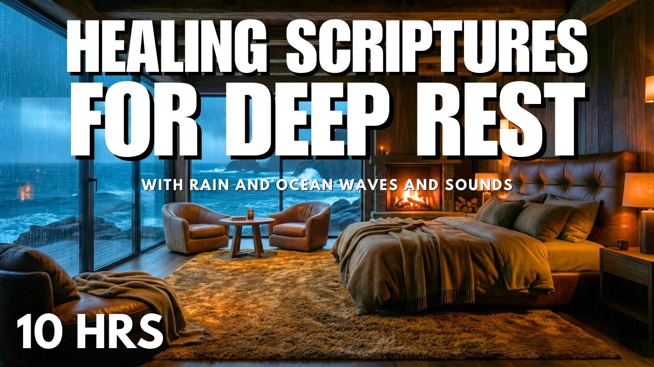 Healing Scriptures for Deep Rest | Ocean Waves & Gentle Rain in God’s Presence (10 HRS)
