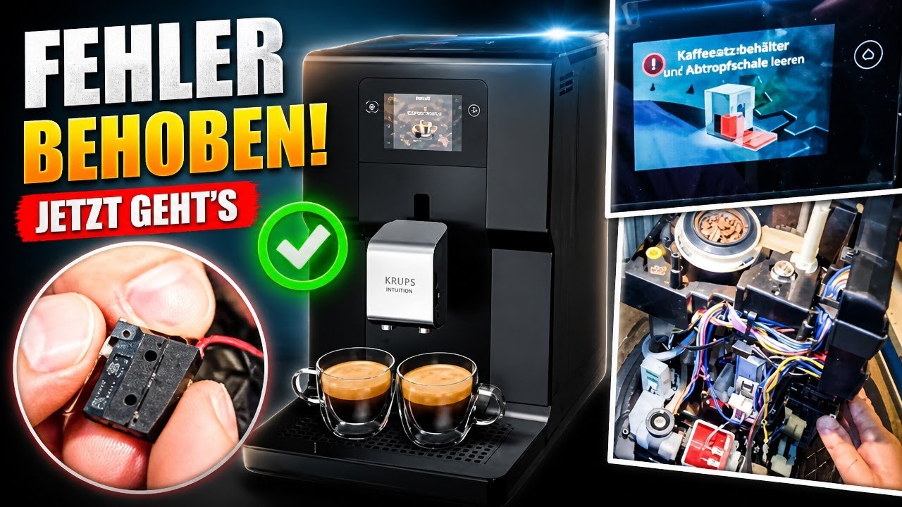 Krups INTUITION Fehler Satz Behälter einsetzten. Produktionsfehler Schalter defekt Reparieren Öffnen