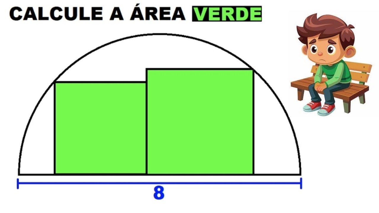Desafio INTERNACIONAL da matemática básica (2 Quadrados e um semicírculo)