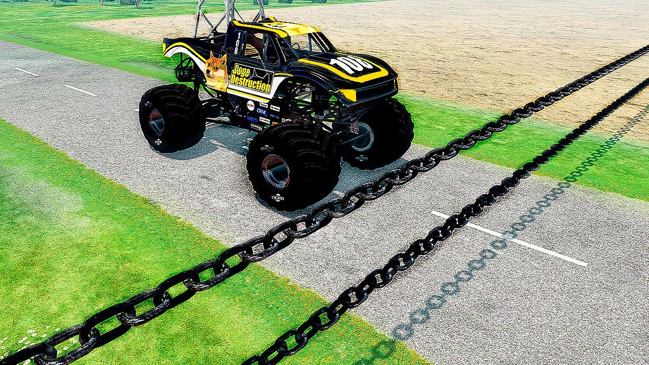 Cars vs Double Chain - BeamNG Drive