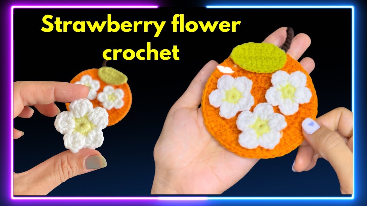 #12 Móc hoa dâu tây, hoa mai 5 cánh - Strawberry Flower Crochet Tutorial |MaChiOmely|