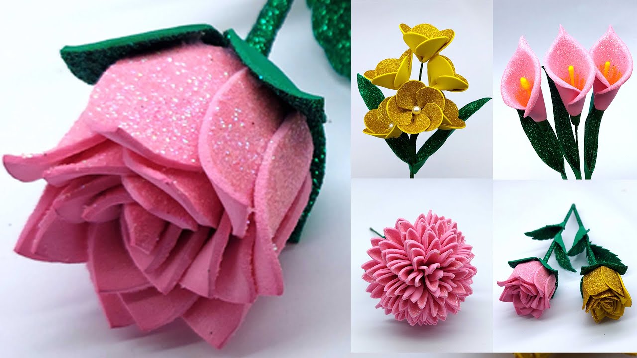 Beautiful Foam Paper Flower Making at Home - Home decoration craft -DIY crafts to decorate your room