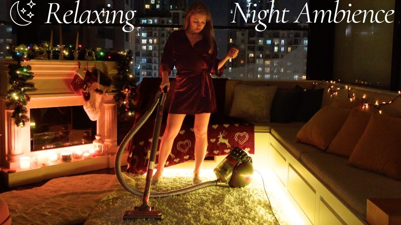 Vacuum Cleaner Sounds in a Cozy Nighttime Ambiance | 10 Hours NO MIDDLE ADS
