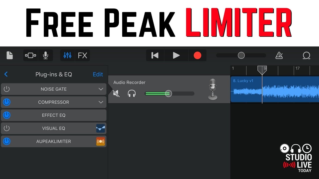 Как использовать пиковый ограничитель в GarageBand iOS (iPhone/iPad)