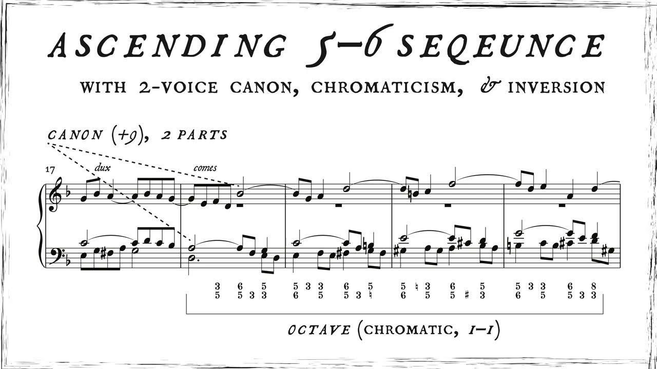 The ascending 5-6 sequence with 2-voice canon, inversion, and chromaticism, from Bach’s Art of Fugue