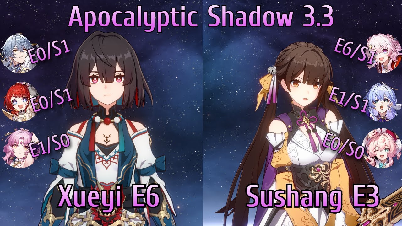 NEW Apocalyptic Shadow 3.3 - Xueyi Hyper carry | Sushang/March 7th dual DPS | Honkai Star Rail